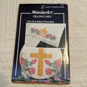 wonder art Stamp pillowcase for Crosstitch Design Cross And Roses pair